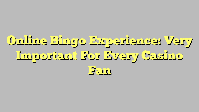 Online Bingo Experience: Very Important For Every Casino Fan